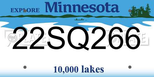 22SQ266 Minnesota License Plate