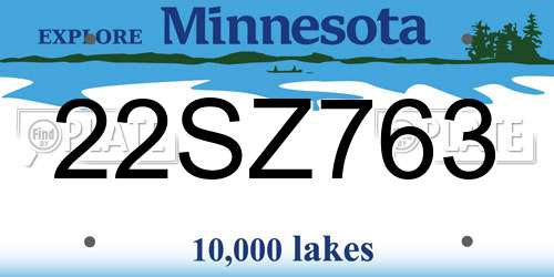 22SZ763 Minnesota License Plate