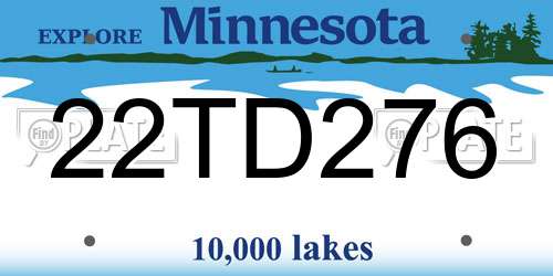 22TD276 Minnesota License Plate