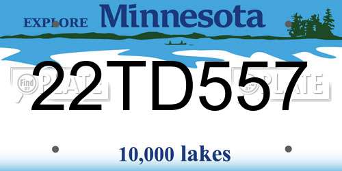 22TD557 Minnesota License Plate