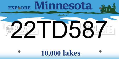 22TD587 Minnesota License Plate
