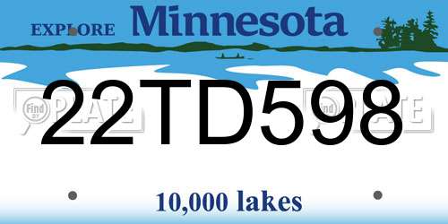22TD598 Minnesota License Plate