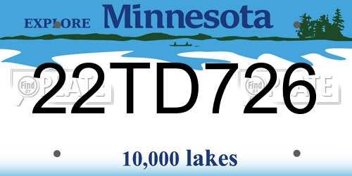 22TD726 Minnesota License Plate