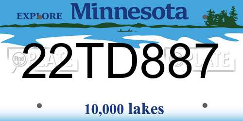 22TD887 Minnesota License Plate