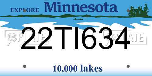 22TI634 Minnesota License Plate