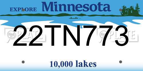 22TN773 Minnesota License Plate