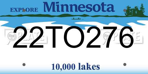 22TO276 Minnesota License Plate