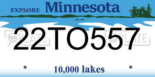 22TO557 Minnesota License Plate