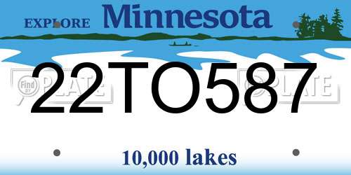 22TO587 Minnesota License Plate