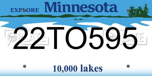 22TO595 Minnesota License Plate