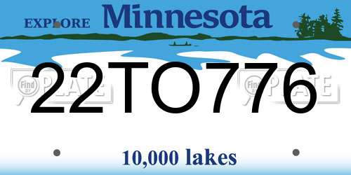 22TO776 Minnesota License Plate