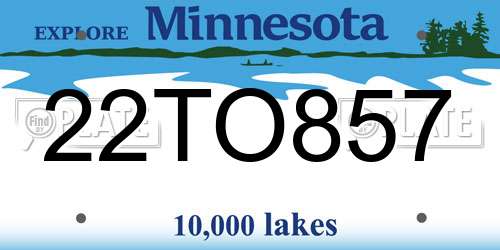 22TO857 Minnesota License Plate