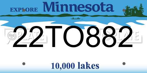 22TO882 Minnesota License Plate