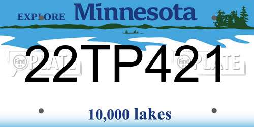 22TP421 Minnesota License Plate