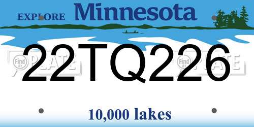22TQ226 Minnesota License Plate