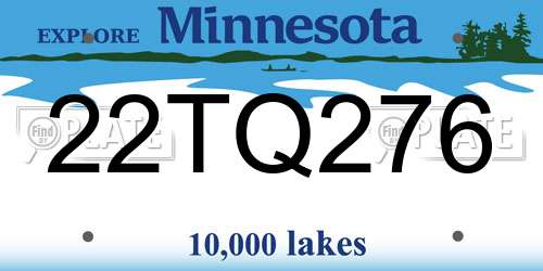 22TQ276 Minnesota License Plate