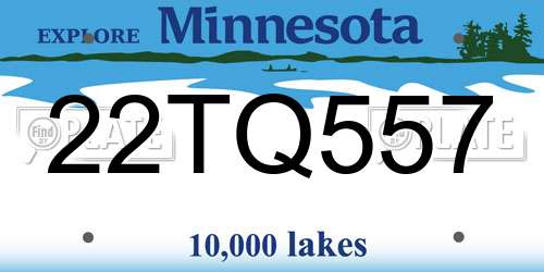 22TQ557 Minnesota License Plate