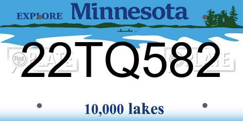 22TQ582 Minnesota License Plate
