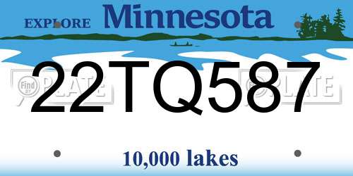 22TQ587 Minnesota License Plate