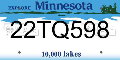 22TQ598 Minnesota License Plate