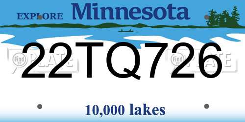 22TQ726 Minnesota License Plate