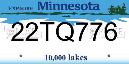 22TQ776 Minnesota License Plate