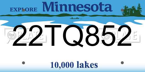 22TQ852 Minnesota License Plate