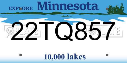 22TQ857 Minnesota License Plate
