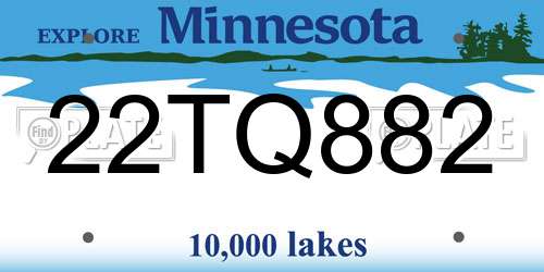 22TQ882 Minnesota License Plate
