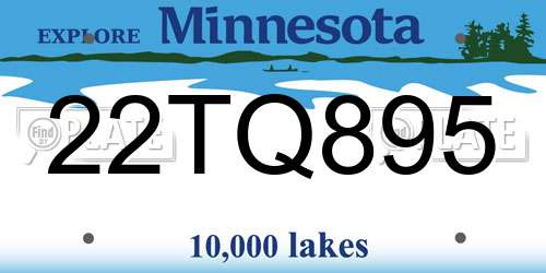 22TQ895 Minnesota License Plate