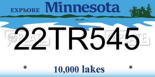 22TR545 Minnesota License Plate