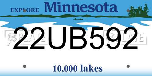 22UB592 Minnesota License Plate