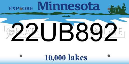 22UB892 Minnesota License Plate