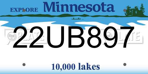 22UB897 Minnesota License Plate