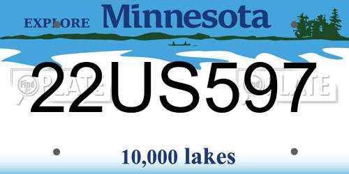 22US597 Minnesota License Plate