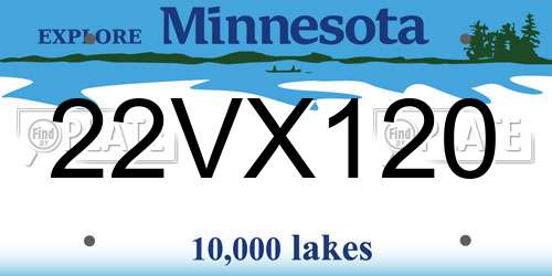 22VX120 Minnesota License Plate