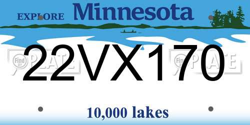 22VX170 Minnesota License Plate