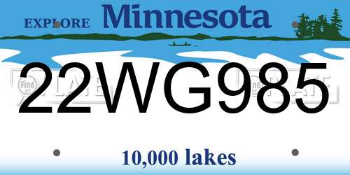 22WG985 Minnesota License Plate