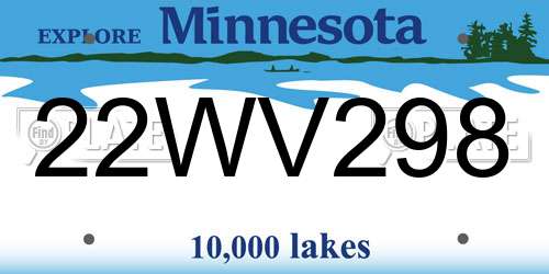 22WV298 Minnesota License Plate