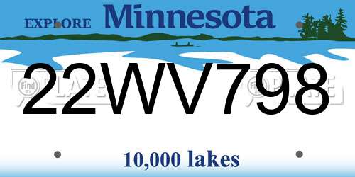 22WV798 Minnesota License Plate