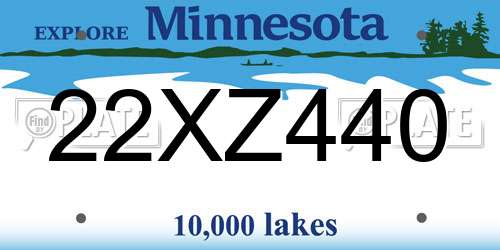 22XZ440 Minnesota License Plate