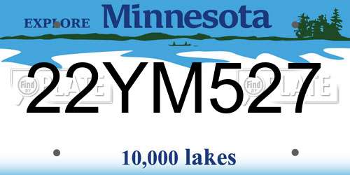 22YM527 Minnesota License Plate