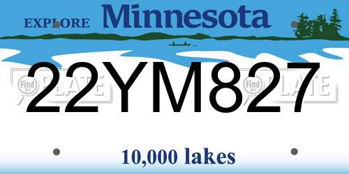22YM827 Minnesota License Plate