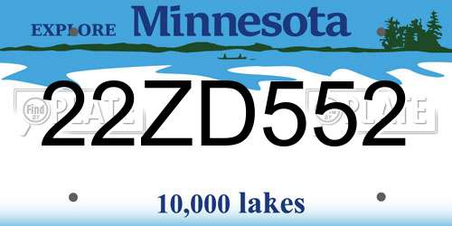 22ZD552 Minnesota License Plate