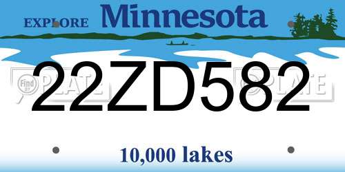 22ZD582 Minnesota License Plate