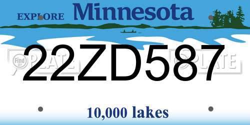 22ZD587 Minnesota License Plate