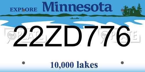 22ZD776 Minnesota License Plate