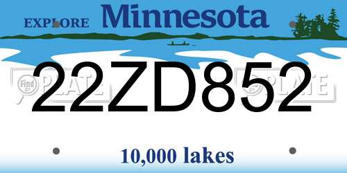 22ZD852 Minnesota License Plate
