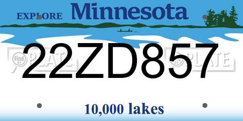 22ZD857 Minnesota License Plate