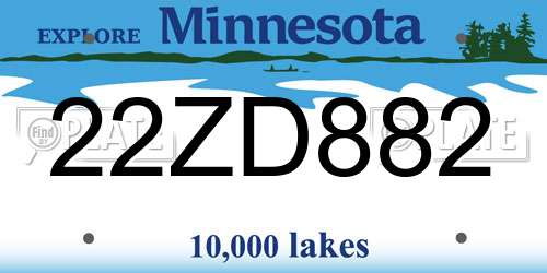 22ZD882 Minnesota License Plate